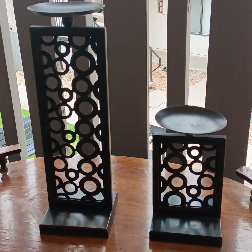 Elegant Black Metal Candle Holders